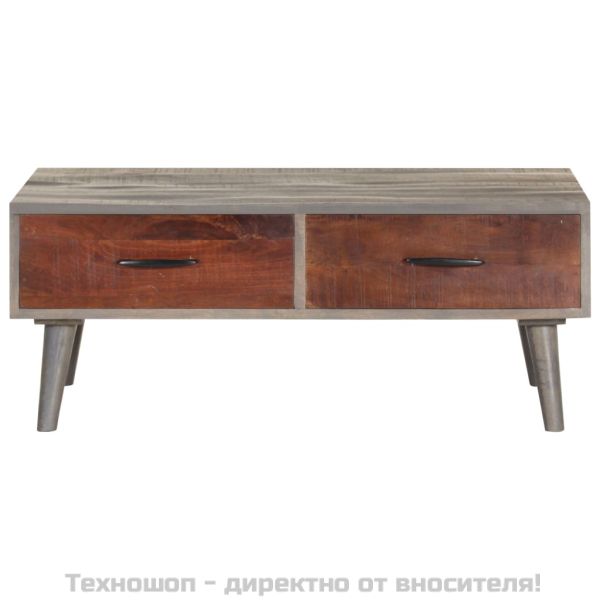 Кафе маса, сива, 100x60x40 cм, грубо мангово дърво масив