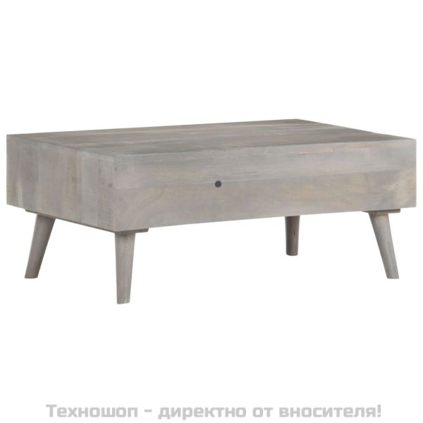 Кафе маса, сива, 100x60x40 cм, грубо мангово дърво масив