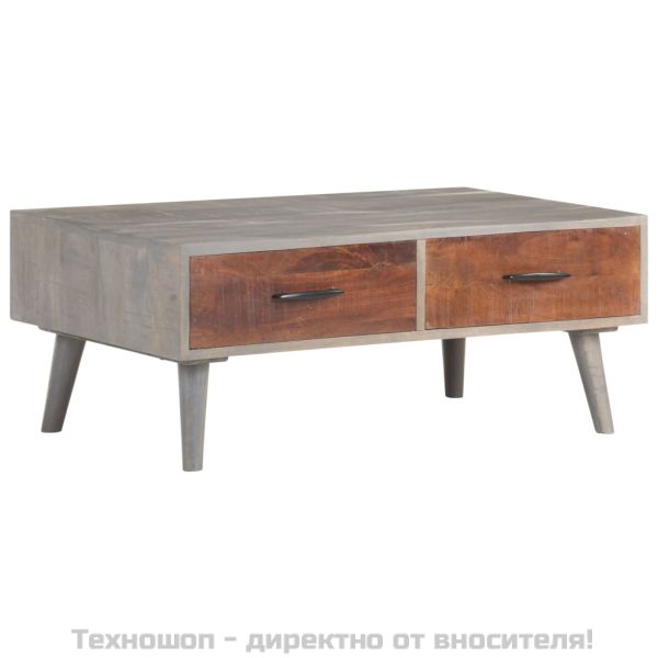 Кафе маса, сива, 100x60x40 cм, грубо мангово дърво масив