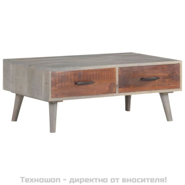 Кафе маса, сива, 100x60x40 cм, грубо мангово дърво масив