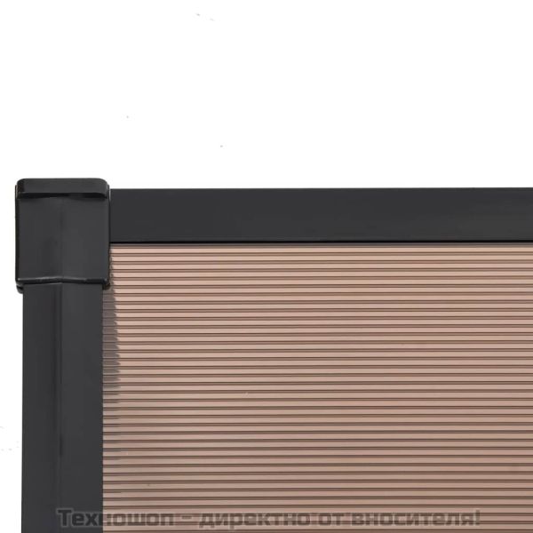 Навес за врата, черен, 239x90 см, поликарбонат