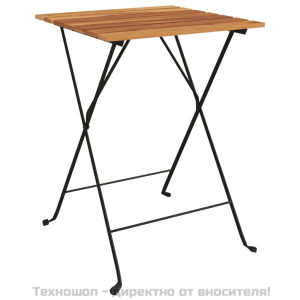 Сгъваем бистро комплект от 3 части тиково дърво масив и стомана