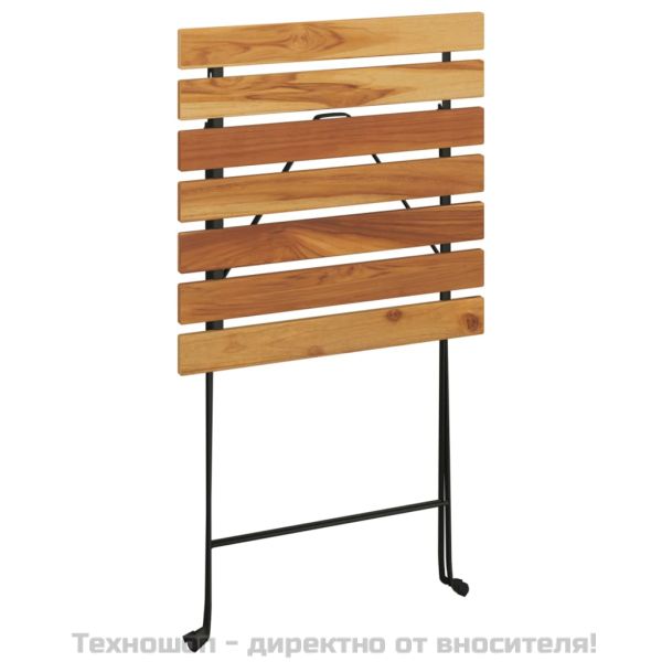 Сгъваем бистро комплект от 3 части тиково дърво масив и стомана