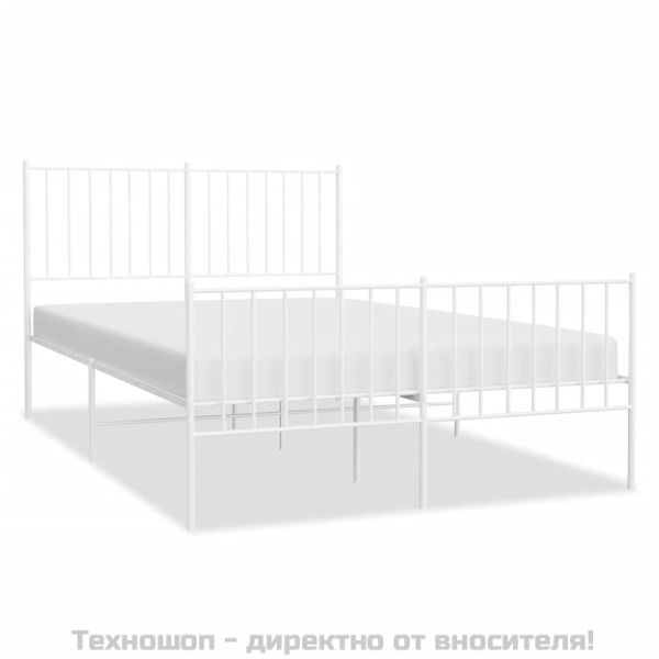 Метална рамка за легло с горна и долна табла, бяла, 120x200 см