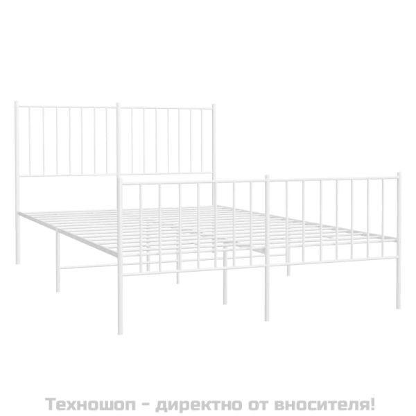 Метална рамка за легло с горна и долна табла, бяла, 120x200 см