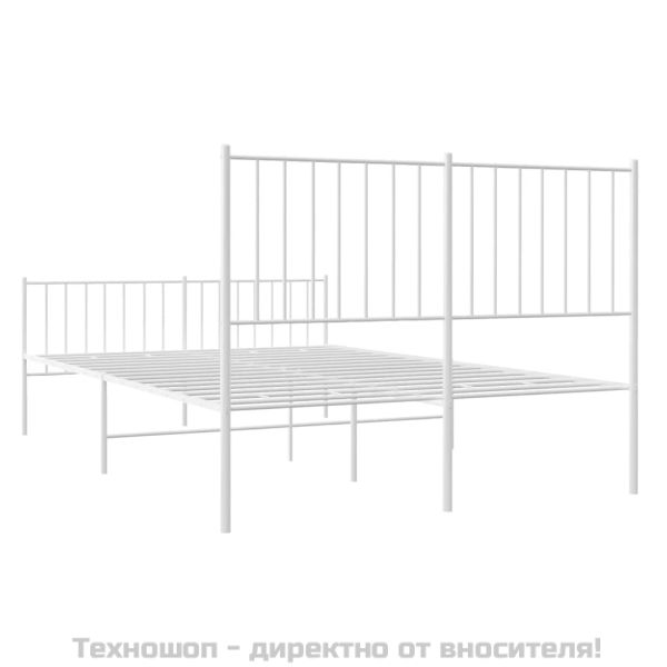 Метална рамка за легло с горна и долна табла, бяла, 120x200 см
