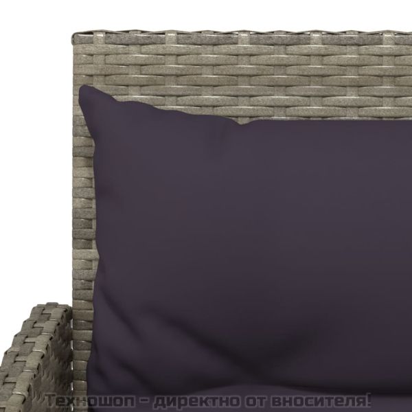 Комплект Г-образно канапе с възглавници 2 части сив полиратан