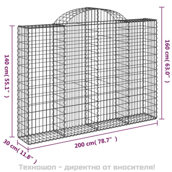 Дъговидна габионна кошница 200x30x140/160 см поцинковано желязо