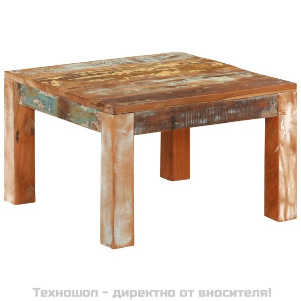 Маса за кафе, 55x55x35 см, масивно регенерирано дърво