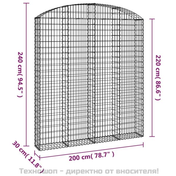 Дъговидна габионна кошница 200x30x220/240 см поцинковано желязо