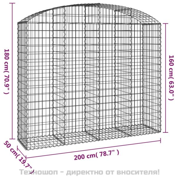 Дъговидна габионна кошница 200x50x160/180 см поцинковано желязо
