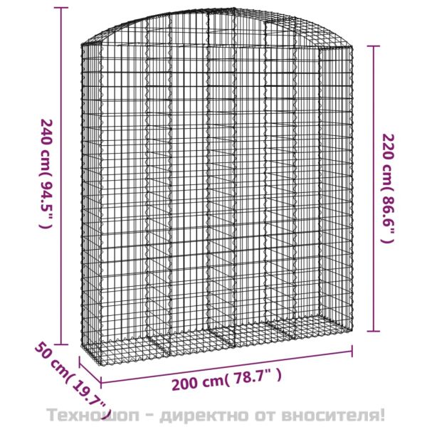 Дъговидна габионна кошница 200x50x220/240 см поцинковано желязо