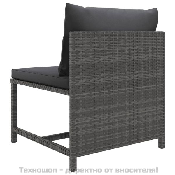 Градински комплект с възглавници, 10 части, полиратан, сив