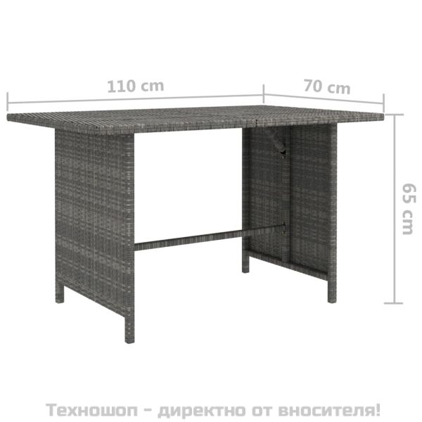 Градински комплект с възглавници, 9 части, полиратан, сив