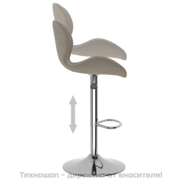 Бар табуретки, 2 бр, светлосиви, кадифе