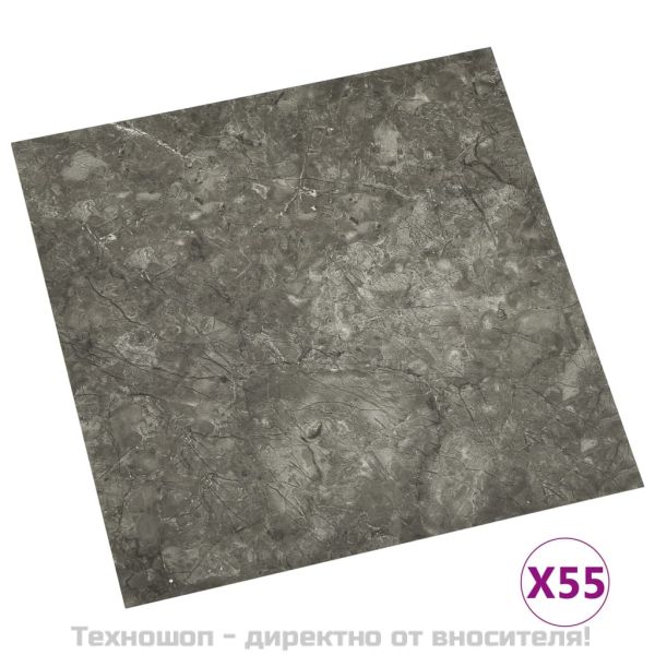 Самозалепващи подови дъски, 55 бр, PVC, 5,11 м², сиви