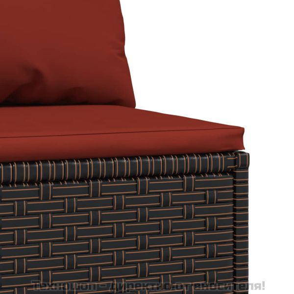 Градински средни дивани с възглавници, 2 бр, кафяви, полиратан