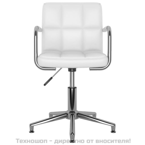 Въртящи се трапезни столове, 2 бр, бели, изкуствена кожа