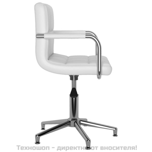 Въртящи се трапезни столове, 2 бр, бели, изкуствена кожа