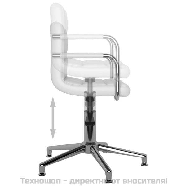 Въртящи се трапезни столове, 2 бр, бели, изкуствена кожа