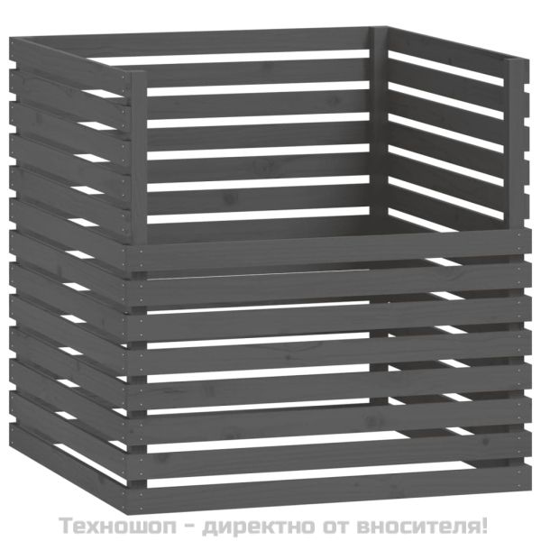 Компостер, сив, 100x100x102 см, борово дърво масив