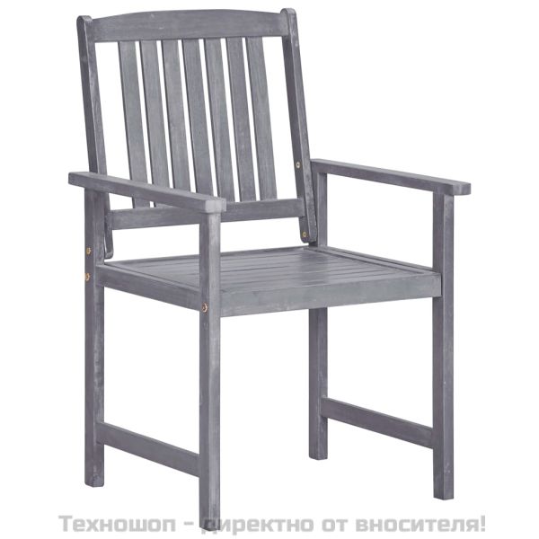 Градински трапезен комплект, 9 части, акациево дърво масив, сив