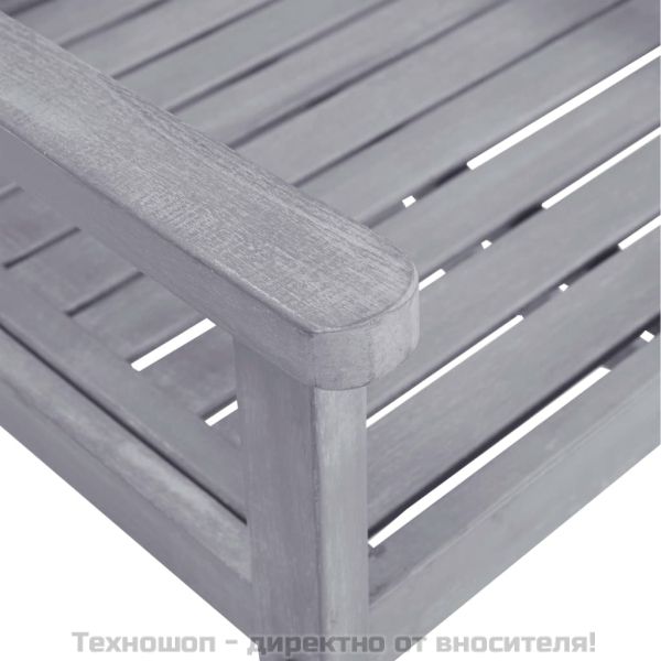 Градински трапезен комплект, 9 части, акациево дърво масив, сив