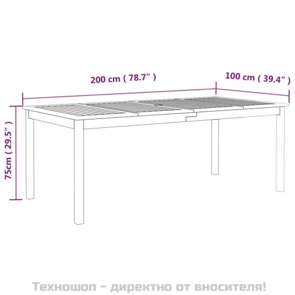 Градински трапезен комплект, 9 части, акациево дърво масив, сив