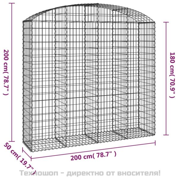 Дъговидна габионна кошница 200x50x180/200 см поцинковано желязо