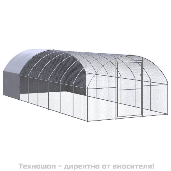 Птичарник на открито, 3x8x2 м, поцинкована стомана