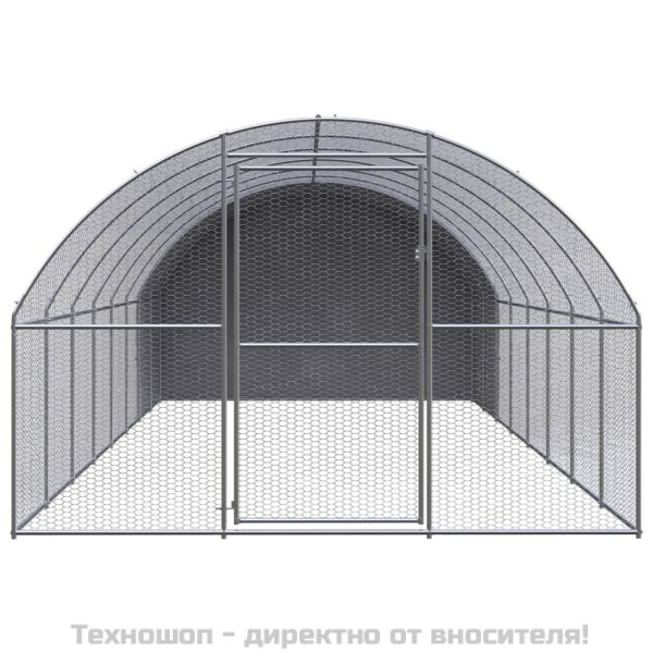 Птичарник на открито, 3x8x2 м, поцинкована стомана