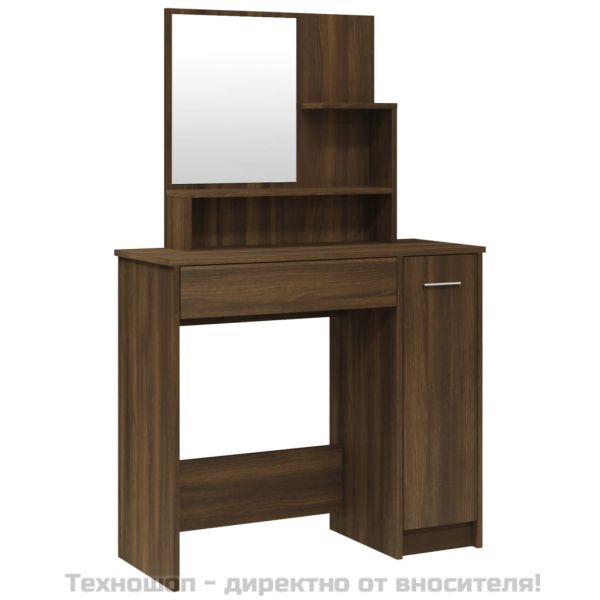 Тоалетка с огледало, Кафяв дъб, 86,5x35x136 см