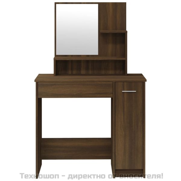 Тоалетка с огледало, Кафяв дъб, 86,5x35x136 см