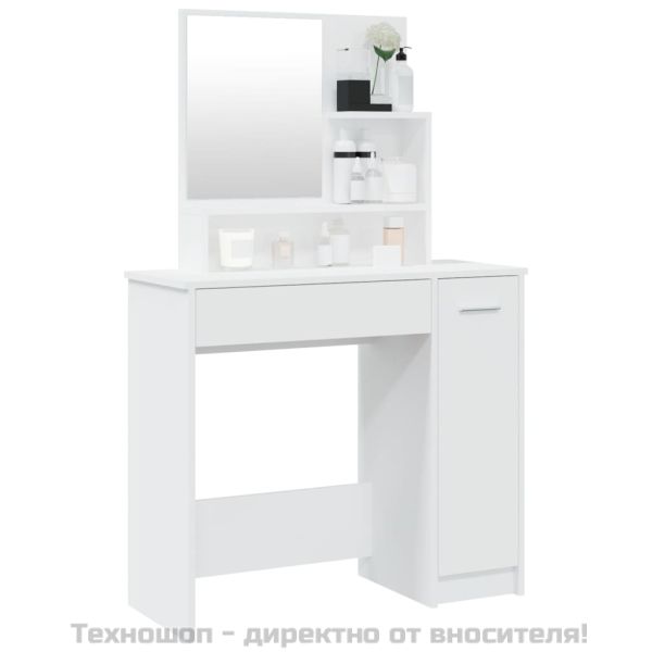 Тоалетка с огледало, бяла, 86,5x35x136 см