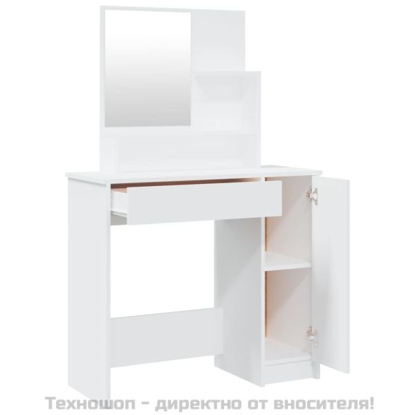 Тоалетка с огледало, бяла, 86,5x35x136 см