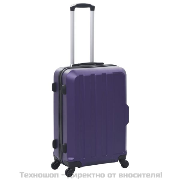 Комплект твърди куфари с колелца, 3 бр, лилави, ABS