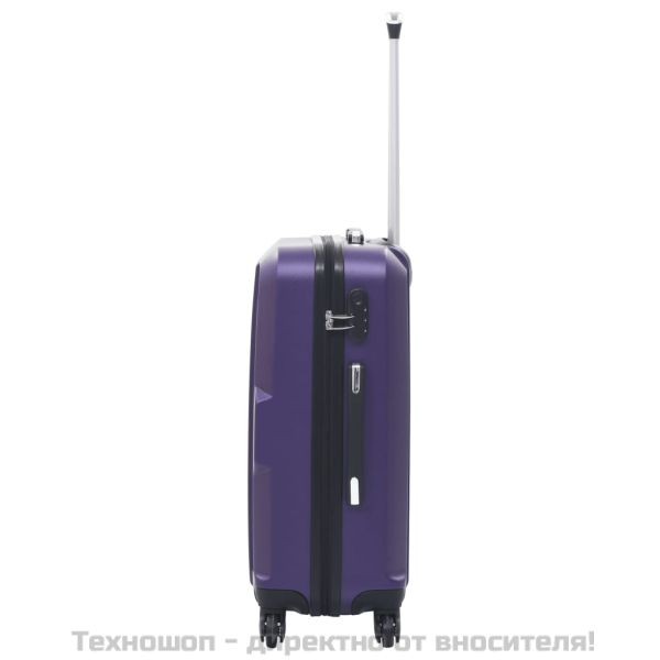 Комплект твърди куфари с колелца, 3 бр, лилави, ABS