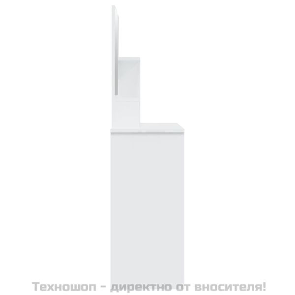 Тоалетка с огледало, бял гланц, 86,5x35x136 см