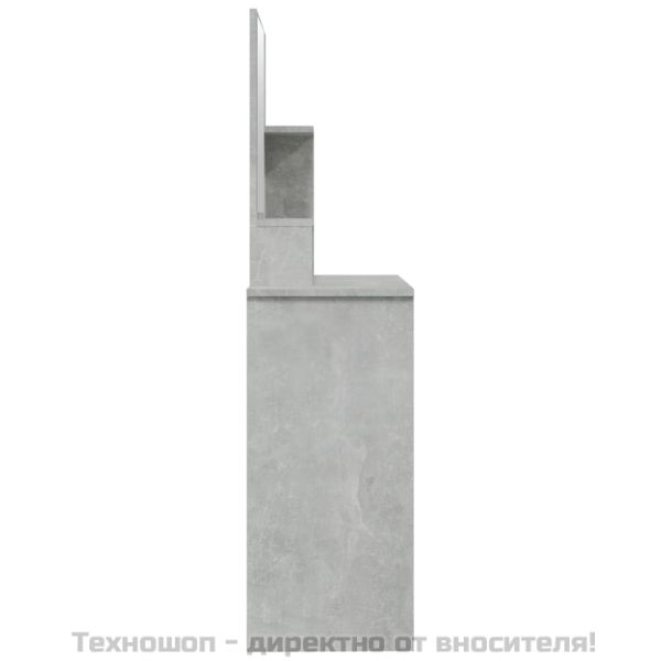 Тоалетка с огледало, бетонно сива, 86,5x35x136 см