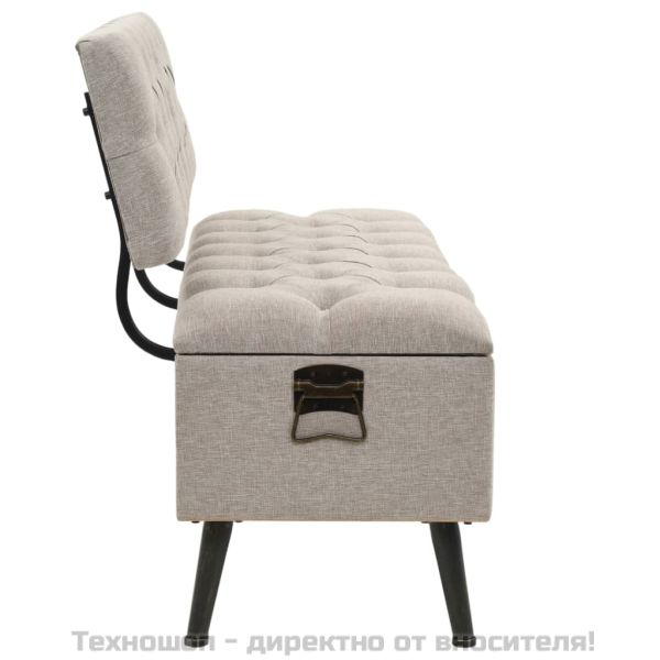 Пейка за съхранение с облегалка, 110 см, кремава, текстил