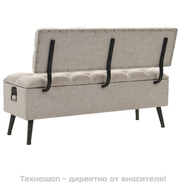 Пейка за съхранение с облегалка, 110 см, кремава, текстил
