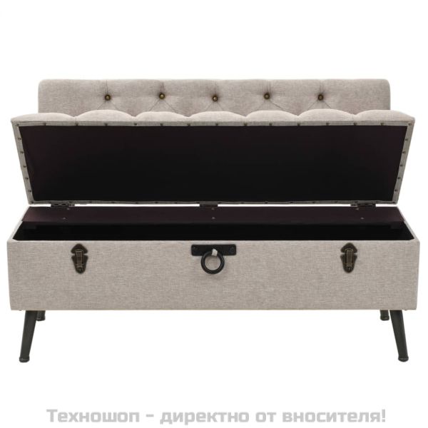 Пейка за съхранение с облегалка, 110 см, кремава, текстил