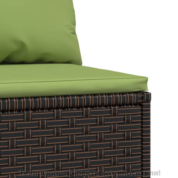 Градински средни дивани с възглавници, 2 бр, кафяви, полиратан