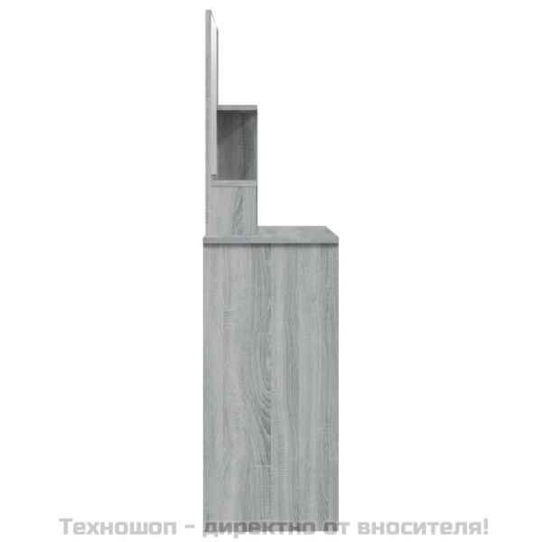 Комплект тоалетка с огледало, сив сонома, 86,5x35x136 см