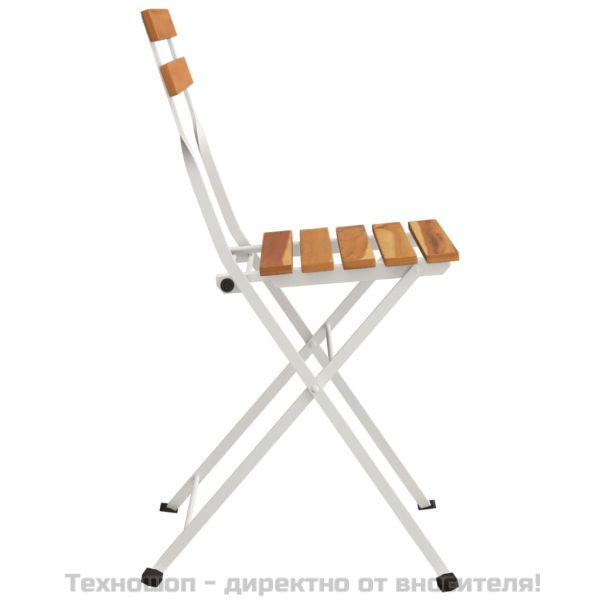 Сгъваеми бистро столове, 2 бр, акация масив и стомана