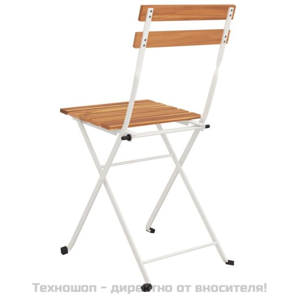 Сгъваеми бистро столове, 2 бр, акация масив и стомана