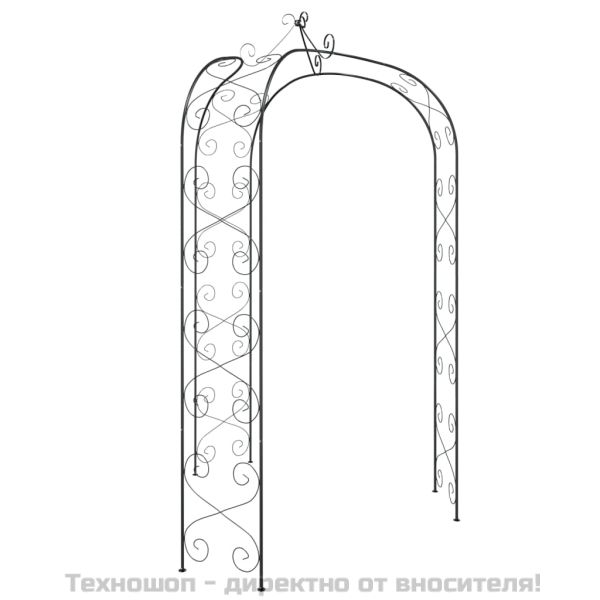 Градинска арка, черна, Ø180x255 см, стомана