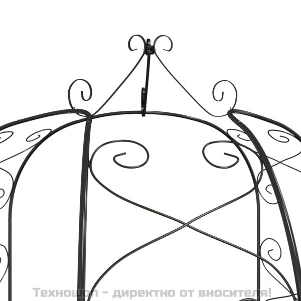 Градинска арка, черна, Ø180x255 см, стомана