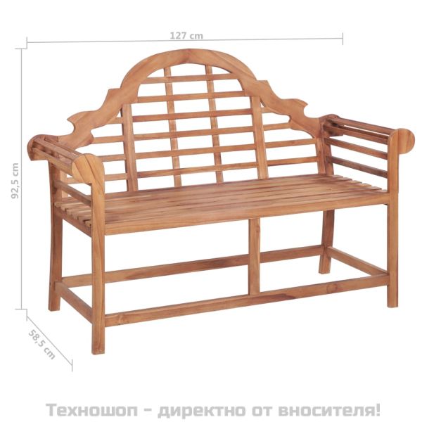 Градинска пейка, 127x58,5x92,5 см, тиково дърво масив