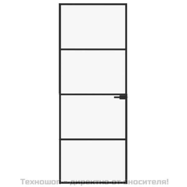 Интериорна врата черна 76x201,5 см закалено стъкло и алуминий